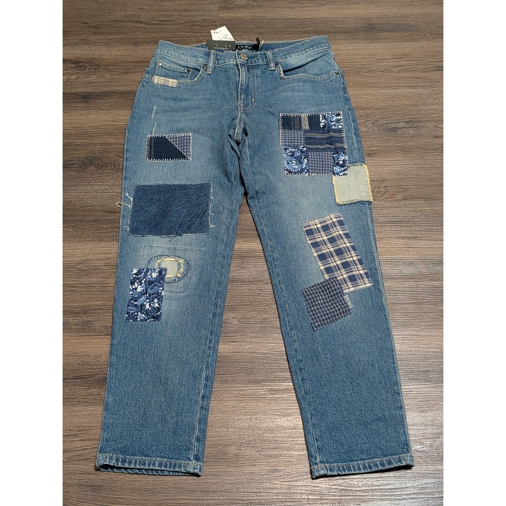 Lauren Ralph Lauren Relaxed Taper Patchwork Jeans Blue Medium Wash  Size 2‎